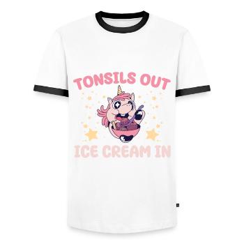 Restauration après les amygdalesAmandes Out Ice R - T-shirt contrasté Homme - blanc/noir - Devant - AI Model Female 172 light (172cm) & AI Model Male 178 dark (178cm)