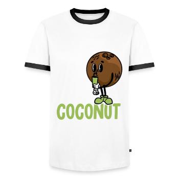 Coconut Water Humor - Men's Ringer Shirt - white/black - Front - AI Model Female 172 light (172cm) & AI Model Male 178 dark (178cm)