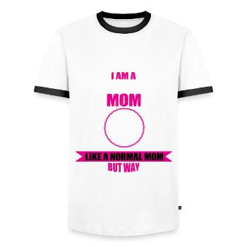 Maman technologue en médecine nucléaire - T-shirt contrasté Homme - blanc/noir - Devant - AI Model Female 172 light (172cm) & AI Model Male 178 dark (178cm)