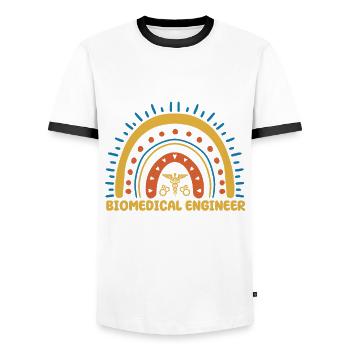 Biomedical Engineer Boho Rain Bog - Men's Ringer Shirt - white/black - Front - AI Model Female 172 light (172cm) & AI Model Male 178 dark (178cm)