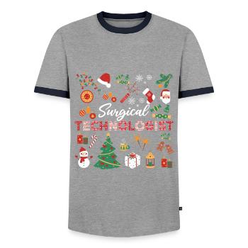 Chirurgisch-technischer Assistent Weihnachten - Männer Kontrast-T-Shirt - Grau/Navy  - Vorne - AI Model Female 172 light (172cm) & AI Model Male 178 light (178cm)