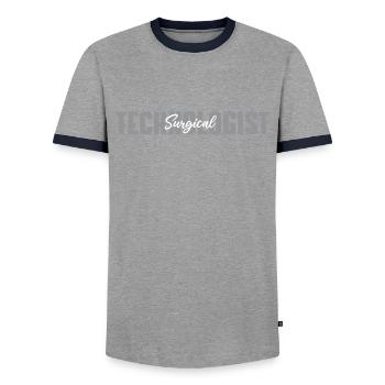 chirurgischerChirurgisch-technischer Assistent - Männer Kontrast-T-Shirt - Grau/Navy  - Vorne - AI Model Female 172 light (172cm) & AI Model Male 178 light (178cm)