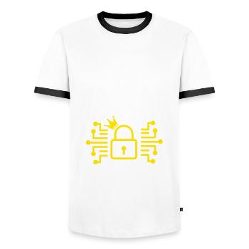 Cyber Security Queen - Men's Ringer Shirt - white/black - Front - AI Model Female 172 light (172cm) & AI Model Male 178 dark (178cm)