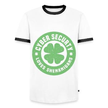 Cyber Security St. Patrick's Day - Men's Ringer Shirt - white/black - Front - AI Model Female 172 light (172cm) & AI Model Male 178 dark (178cm)