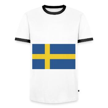Hareng mariné drapeau suédois - T-shirt contrasté Homme - blanc/noir - Devant - AI Model Female 172 light (172cm) & AI Model Male 178 dark (178cm)