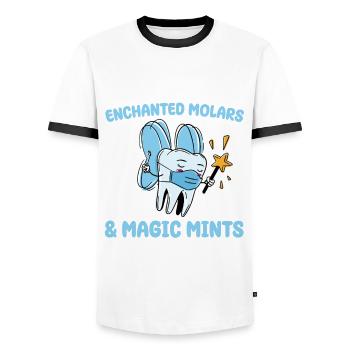 Pediatric Dentist Design - Men's Ringer Shirt - white/black - Front - AI Model Female 172 light (172cm) & AI Model Male 178 dark (178cm)