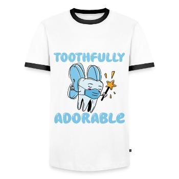 ressClothing for Pediatric Dentists - Men's Ringer Shirt - white/black - Front - AI Model Female 172 light (172cm) & AI Model Male 178 dark (178cm)