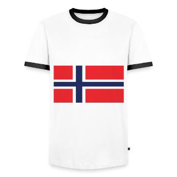 Design norvégien Klippfisk - T-shirt contrasté Homme - blanc/noir - Devant - AI Model Female 172 light (172cm) & AI Model Male 178 dark (178cm)