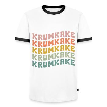 Krumkake - Men's Ringer Shirt - white/black - Front - AI Model Female 172 light (172cm) & AI Model Male 178 dark (178cm)