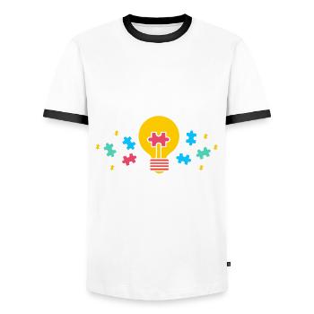 Autistic and Fantastic - Men's Ringer Shirt - white/black - Front - AI Model Female 172 light (172cm) & AI Model Male 178 dark (178cm)