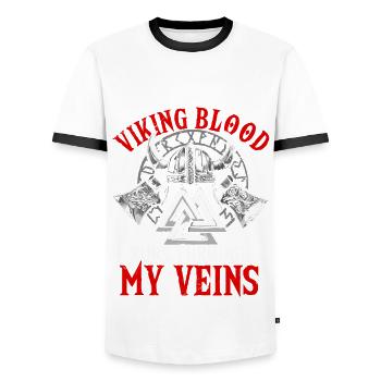 Du sang viking coule dans mes veines - T-shirt contrasté Homme - blanc/noir - Devant - AI Model Female 172 light (172cm) & AI Model Male 178 dark (178cm)
