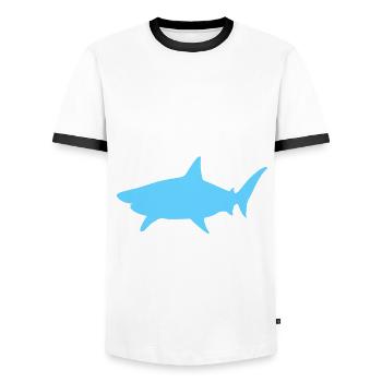 Shark Arm Amputation - Men's Ringer Shirt - white/black - Front - AI Model Female 172 light (172cm) & AI Model Male 178 dark (178cm)