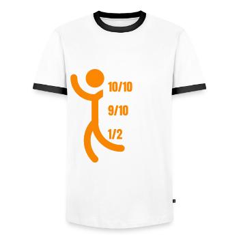 Humor for hand amputees - Men's Ringer Shirt - white/black - Front - AI Model Female 172 light (172cm) & AI Model Male 178 dark (178cm)