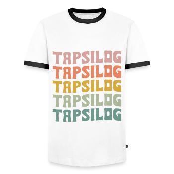 Tapsilog - Men's Ringer Shirt - white/black - Front - AI Model Female 172 light (172cm) & AI Model Male 178 dark (178cm)
