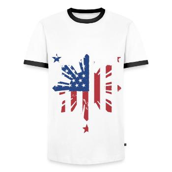 pPhilippinisches Amerikanisches Design - Männer Kontrast-T-Shirt - Weiß/Schwarz - Vorne - AI Model Female 172 light (172cm) & AI Model Male 178 dark (178cm)