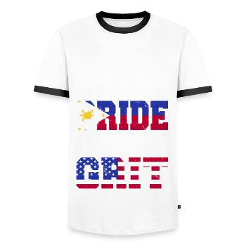 Pinoy Pride American Grit - Männer Kontrast-T-Shirt - Weiß/Schwarz - Vorne - AI Model Female 172 light (172cm) & AI Model Male 178 dark (178cm)