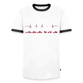 Organ Transplant Humor - Men's Ringer Shirt - white/black - Front - AI Model Female 172 light (172cm) & AI Model Male 178 dark (178cm)