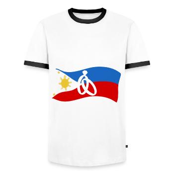 Ma femme est philippine - T-shirt contrasté Homme - blanc/noir - Devant - AI Model Female 172 light (172cm) & AI Model Male 178 dark (178cm)