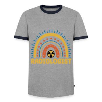 Radiologists Rainbow - Men's Ringer Shirt - grey/navy  - Front - AI Model Female 172 light (172cm) & AI Model Male 178 light (178cm)