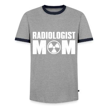 Radiologist Mom - Men's Ringer Shirt - grey/navy  - Front - AI Model Female 172 light (172cm) & AI Model Male 178 light (178cm)
