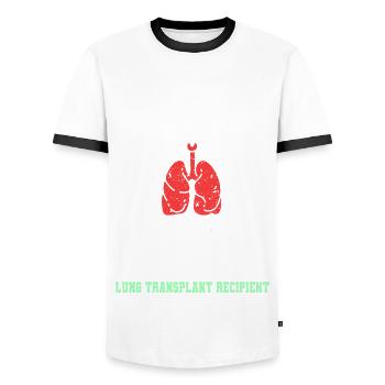 Outfit for Lung Transplant Survivors - Men's Ringer Shirt - white/black - Front - AI Model Female 172 light (172cm) & AI Model Male 178 dark (178cm)