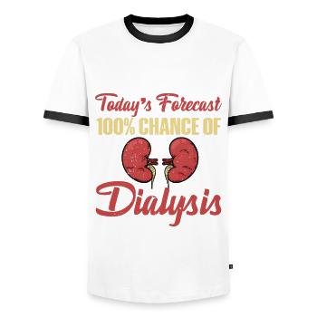 Gift for dialysis patients - Men's Ringer Shirt - white/black - Front - AI Model Female 172 light (172cm) & AI Model Male 178 dark (178cm)