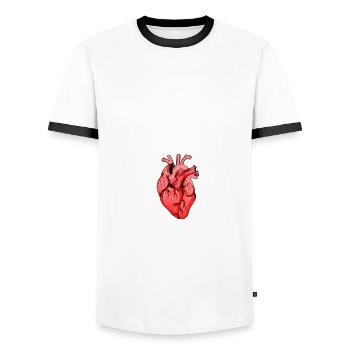 miFunny T-shirt For Bypass Surgery Survivors - Men's Ringer Shirt - white/black - Front - AI Model Female 172 light (172cm) & AI Model Male 178 dark (178cm)