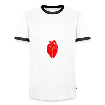 Heart Bypass Surgery Humor Intact - Men's Ringer Shirt - white/black - Front - AI Model Female 172 light (172cm) & AI Model Male 178 dark (178cm)