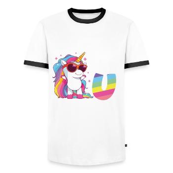 LGBTQ Unicorn - Men's Ringer Shirt - white/black - Front - AI Model Female 172 light (172cm) & AI Model Male 178 dark (178cm)