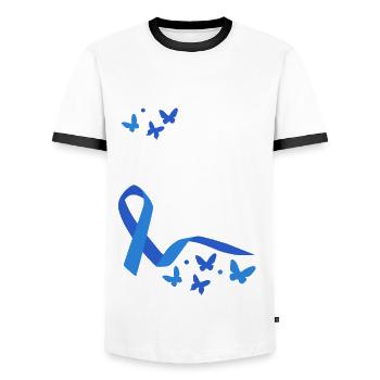 I make diabetes look good - Men's Ringer Shirt - white/black - Front - AI Model Female 172 light (172cm) & AI Model Male 178 dark (178cm)