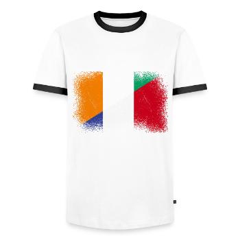 Côte d’Ivoire Farnreich - T-shirt contrasté Homme - blanc/noir - Devant - AI Model Female 172 light (172cm) & AI Model Male 178 dark (178cm)