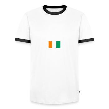 Côte d’Ivoire - T-shirt contrasté Homme - blanc/noir - Devant - AI Model Female 172 light (172cm) & AI Model Male 178 dark (178cm)