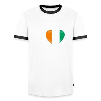 I love Côte d'Ivoire - Men's Ringer Shirt - white/black - Front - AI Model Female 172 light (172cm) & AI Model Male 178 dark (178cm)
