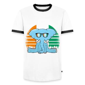 Côte d'Ivoire Elephant - Men's Ringer Shirt - white/black - Front - AI Model Female 172 light (172cm) & AI Model Male 178 dark (178cm)