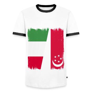 Singapore Italy - Men's Ringer Shirt - white/black - Front - AI Model Female 172 light (172cm) & AI Model Male 178 dark (178cm)