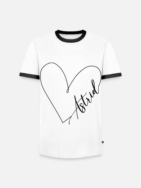 Astrid Navn Hjertelinje - Herre kontrast-T-shirt - hvid/sort