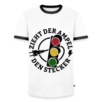 Zieht der Ampel den Stecker - Spruch - Männer Kontrast-T-Shirt - Weiß/Schwarz - Vorne - AI Model Female 172 light (172cm) & AI Model Male 178 dark (178cm)