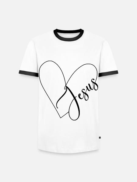 Jesus Heart Heart Line - Men's Ringer Shirt - white/black