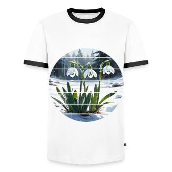 Snowdrop Gift Galanthis Nivalis - Men's Ringer Shirt - white/black - Front - AI Model Female 172 light (172cm) & AI Model Male 178 dark (178cm)