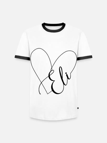 Eli Name Herzlinie - Männer Kontrast-T-Shirt - Weiß/Schwarz