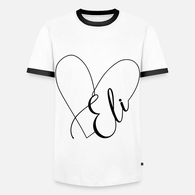 Eli Name Heart Line - Men's Ringer Shirt - white/black