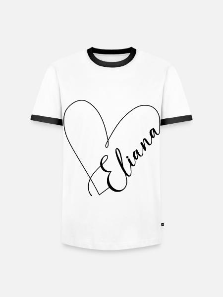 Eliana Name Heart Line - Men's Ringer Shirt - white/black