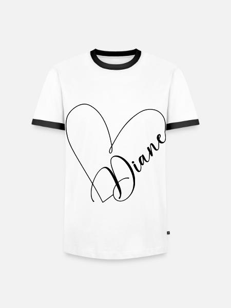 Diane Name Heart Line - Men's Ringer Shirt - white/black