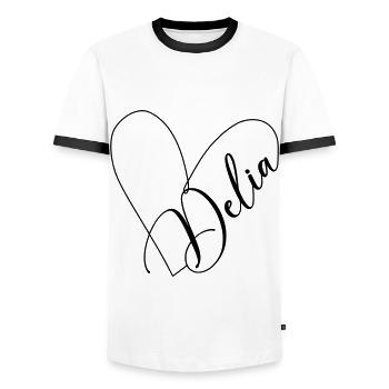 Delia Name Herzlinie - Männer Kontrast-T-Shirt - Weiß/Schwarz - Vorne - AI Model Female 172 light (172cm) & AI Model Male 178 dark (178cm)