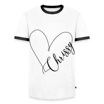 Chrissy Nom Ligne de coeur - T-shirt contrasté Homme - blanc/noir - Devant - AI Model Female 172 light (172cm) & AI Model Male 178 dark (178cm)
