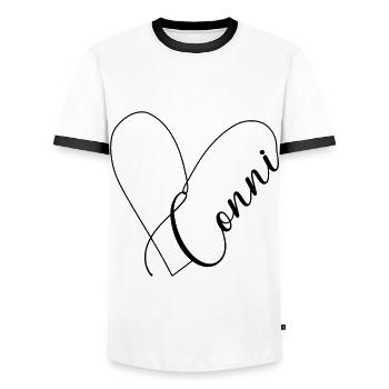 Conni Nom de la ligne de coeur - T-shirt contrasté Homme - blanc/noir - Devant - AI Model Female 172 light (172cm) & AI Model Male 178 dark (178cm)