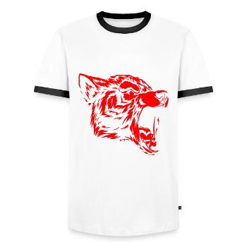 Werewolf Monster Design - Men's Ringer Shirt - white/black - Front - AI Model Female 172 light (172cm) & AI Model Male 178 dark (178cm)