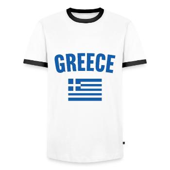 Greece Flag - Men's Ringer Shirt - white/black - Front - AI Model Female 172 light (172cm) & AI Model Male 178 dark (178cm)