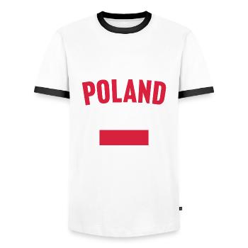 Poland Flag - Men's Ringer Shirt - white/black - Front - AI Model Female 172 light (172cm) & AI Model Male 178 dark (178cm)