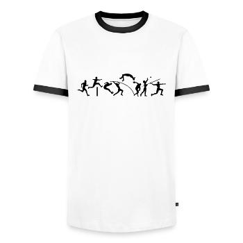 decathlon sport athletics race jump throw - Men's Ringer Shirt - white/black - Front - AI Model Female 172 light (172cm) & AI Model Male 178 dark (178cm)